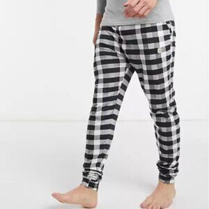 Le Breve Men's Checked Lounge Sweatpants BLACK - S